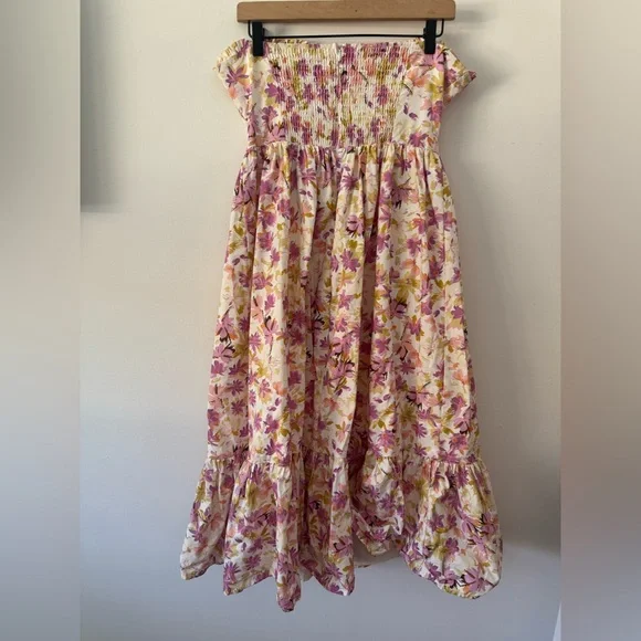 Storia x Aritzia Floral Strapless Cotton Midi Bustier Dress Medium - Picture 2 of 6